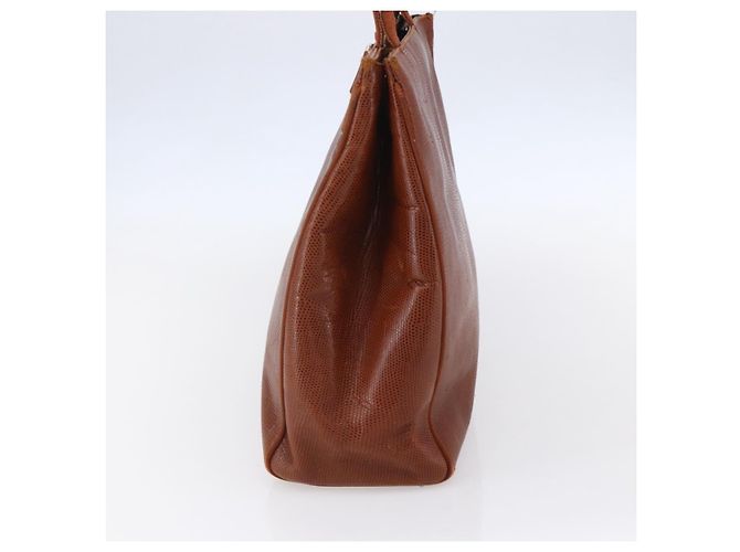 Borsa Tote Vala in pelle embossata Salvatore Ferragamo marrone oro Auth gh1259 - vista 5