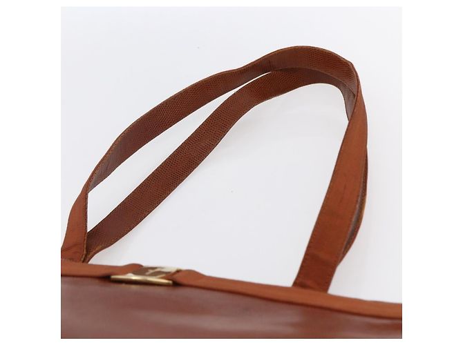 Borsa Tote Vala in pelle embossata Salvatore Ferragamo marrone oro Auth gh1259 - vista 8