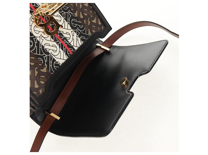 Borsa a Spalla Monogramma TB BURBERRY PVC Oro Marrone 8031708 Auth 153622SM D'oro - vista 16