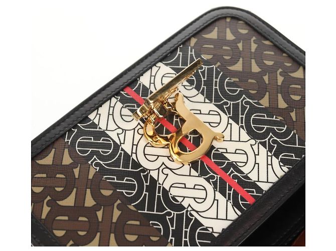 Borsa a Spalla Monogramma TB BURBERRY PVC Oro Marrone 8031708 Auth 153622SM D'oro - vista 19