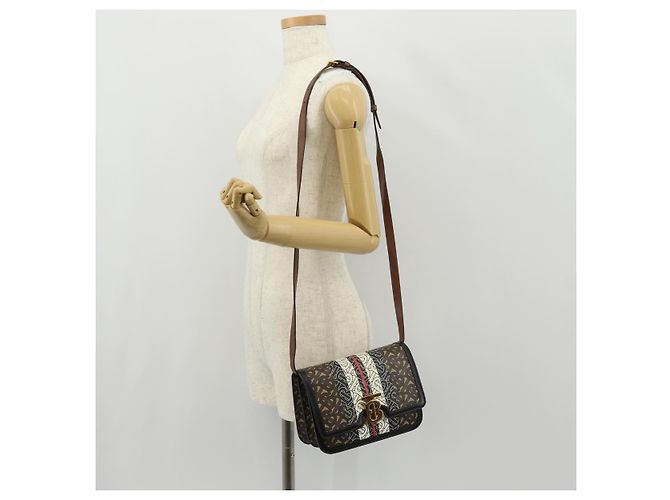 Borsa a Spalla Monogramma TB BURBERRY PVC Oro Marrone 8031708 Auth 153622SM D'oro - vista 27