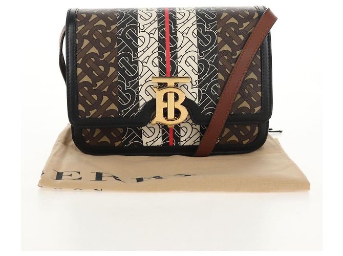 Borsa a Spalla Monogramma TB BURBERRY PVC Oro Marrone 8031708 Auth 153622SM D'oro - vista 28