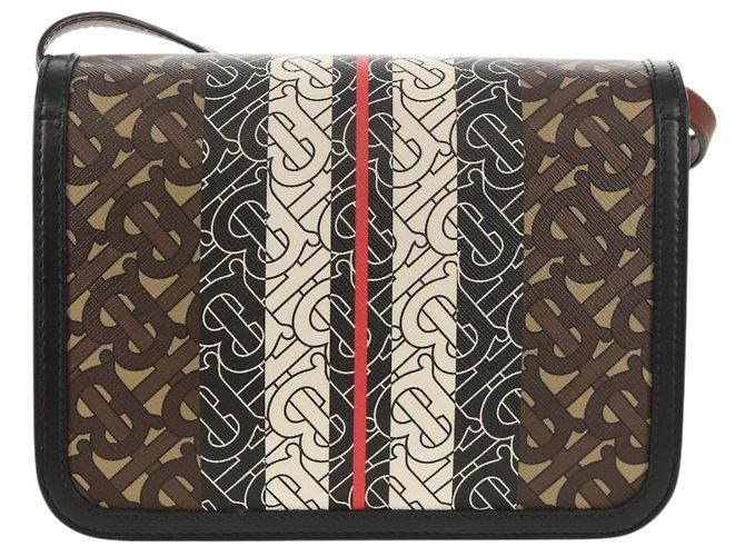 Borsa a Spalla Monogramma TB BURBERRY PVC Oro Marrone 8031708 Auth 153622SM D'oro - vista 3