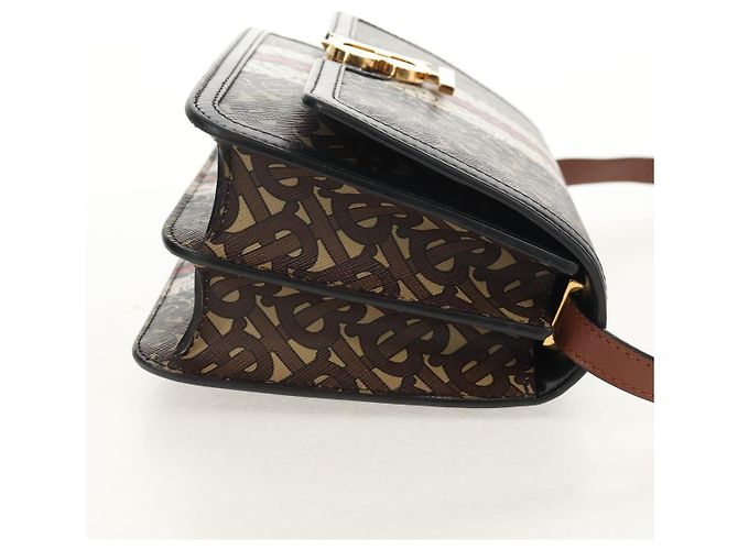 Borsa a Spalla Monogramma TB BURBERRY PVC Oro Marrone 8031708 Auth 153622SM D'oro - vista 5