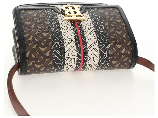 Borsa a Spalla Monogramma TB BURBERRY PVC Oro Marrone 8031708 Auth 153622SM D'oro - vista 6