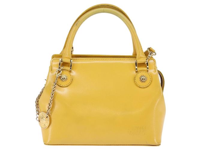 Borsa a mano Gianni Versace in pelle 2 in 1 giallo oro Auth th6323 D'oro - vista 13