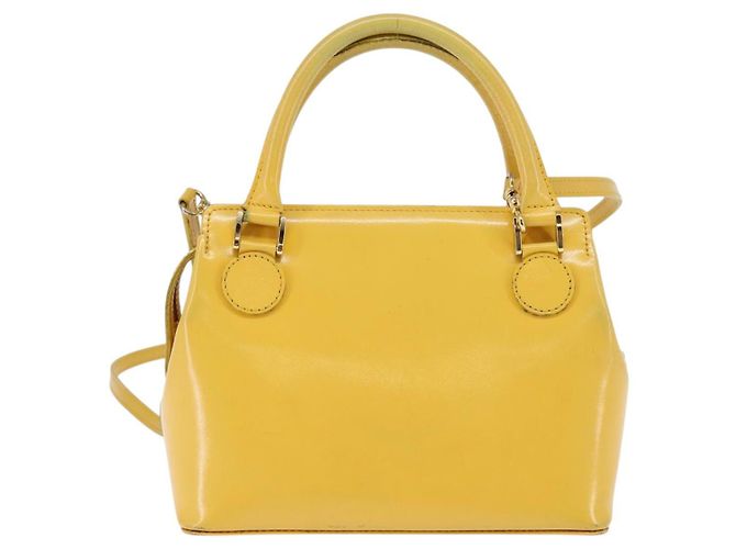 Borsa a mano Gianni Versace in pelle 2 in 1 giallo oro Auth th6323 D'oro - vista 2