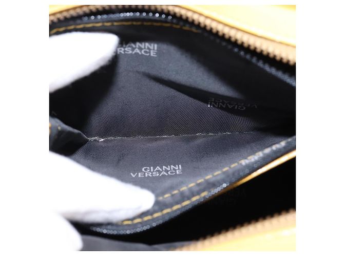 Borsa a mano Gianni Versace in pelle 2 in 1 giallo oro Auth th6323 D'oro - vista 22