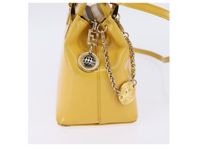 Borsa a mano Gianni Versace in pelle 2 in 1 giallo oro Auth th6323 D'oro - vista 3