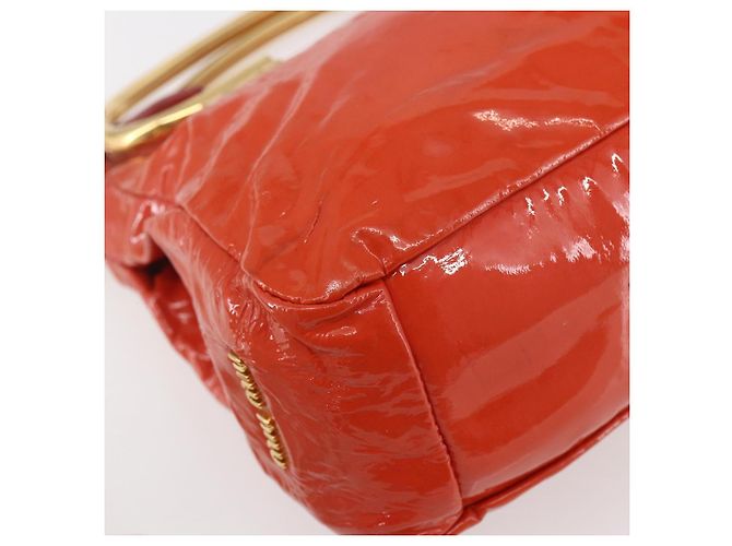 Borsa Miu Miu Smalto 2 vie Arancione Oro Auth 152738 D'oro - vista 13