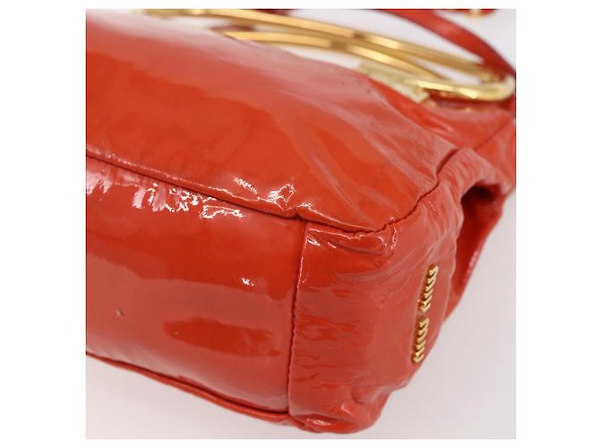 Borsa Miu Miu Smalto 2 vie Arancione Oro Auth 152738 D'oro - vista 14