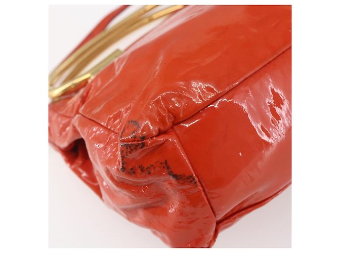 Borsa Miu Miu Smalto 2 vie Arancione Oro Auth 152738 D'oro - vista 15
