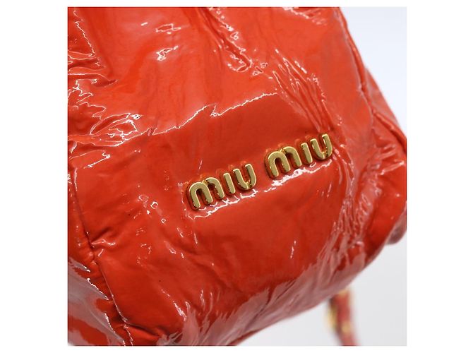 Borsa Miu Miu Smalto 2 vie Arancione Oro Auth 152738 D'oro - vista 16