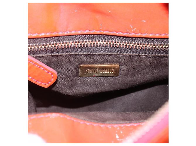 Borsa Miu Miu Smalto 2 vie Arancione Oro Auth 152738 D'oro - vista 18