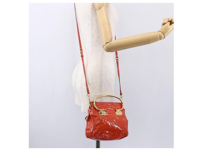 Borsa Miu Miu Smalto 2 vie Arancione Oro Auth 152738 D'oro - vista 25