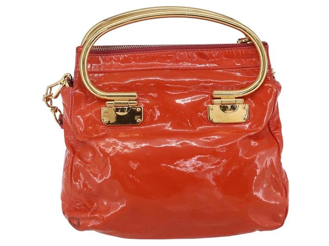 Borsa Miu Miu Smalto 2 vie Arancione Oro Auth 152738 D'oro - vista 3