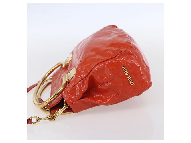 Borsa Miu Miu Smalto 2 vie Arancione Oro Auth 152738 D'oro - vista 4