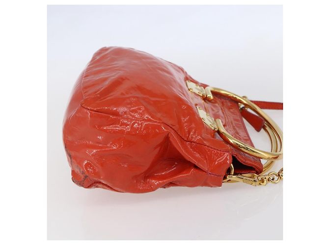 Borsa Miu Miu Smalto 2 vie Arancione Oro Auth 152738 D'oro - vista 5