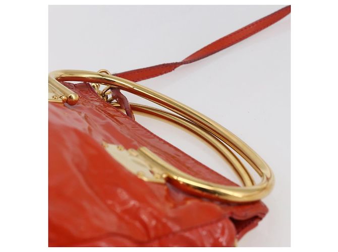 Borsa Miu Miu Smalto 2 vie Arancione Oro Auth 152738 D'oro - vista 8