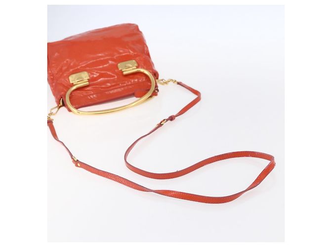Borsa Miu Miu Smalto 2 vie Arancione Oro Auth 152738 D'oro - vista 9