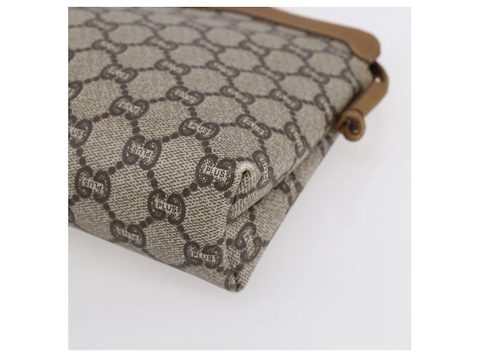Borsa a Spalla GUCCI GG Plus Supreme PVC Beige Oro Auth th6453 D'oro - vista 10