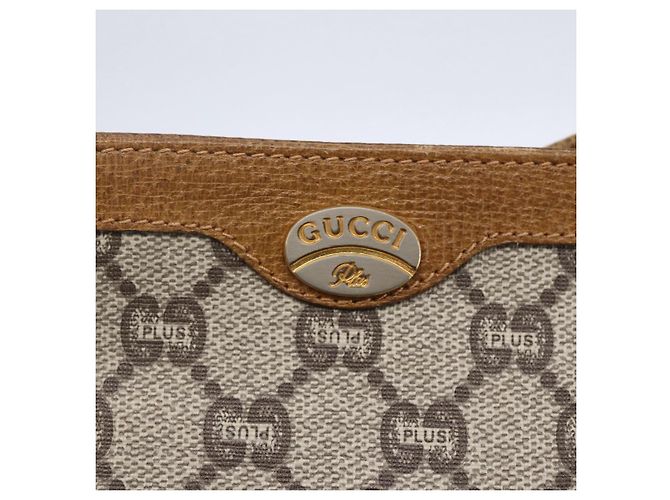 Borsa a Spalla GUCCI GG Plus Supreme PVC Beige Oro Auth th6453 D'oro - vista 14