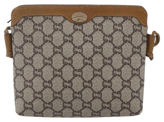 Borsa a Spalla GUCCI GG Plus Supreme PVC Beige Oro Auth th6453 D'oro - vista 2