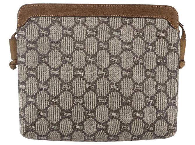 Borsa a Spalla GUCCI GG Plus Supreme PVC Beige Oro Auth th6453 D'oro - vista 3