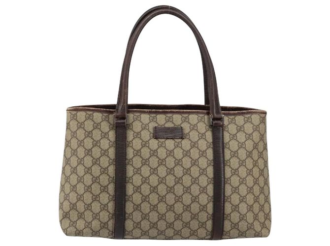 Gucci Borsa Tote GG Supreme in PVC beige argento 114595 Auth ep12164 - vista 2