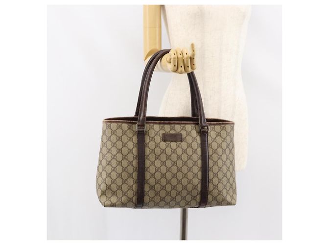 Gucci Borsa Tote GG Supreme in PVC beige argento 114595 Auth ep12164 - vista 22