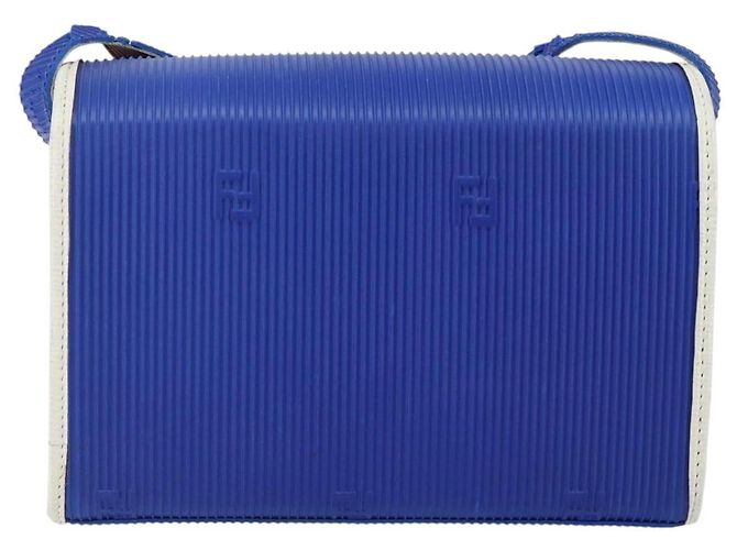Borsa a Spalla FENDI in Gomma Blu Argento Autentica 142445 - vista 2