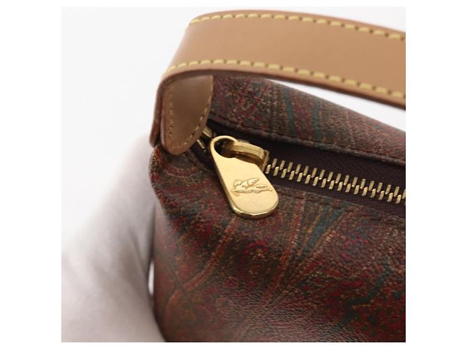 Borsa a mano ETRO in pelle PVC marrone e oro Auth am9050 D'oro - vista 10
