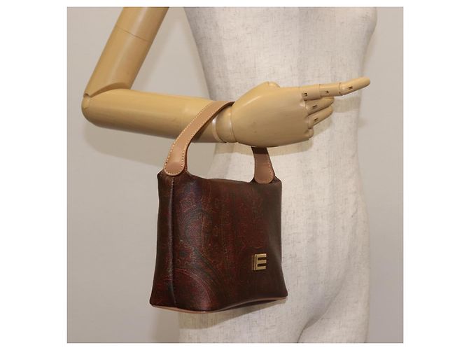 Borsa a mano ETRO in pelle PVC marrone e oro Auth am9050 D'oro - vista 22