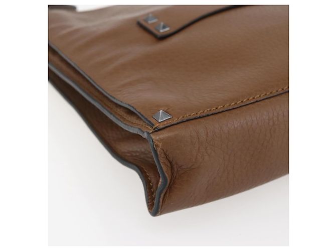 VALENTINO Borsa Clutch in Pelle Marrone Argento Autentica bs29681 - vista 14