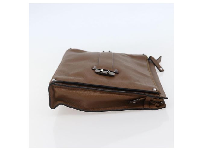 VALENTINO Borsa Clutch in Pelle Marrone Argento Autentica bs29681 - vista 4