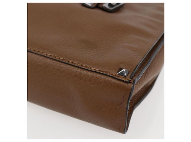 VALENTINO Borsa Clutch in Pelle Marrone Argento Autentica bs29681 - vista 7