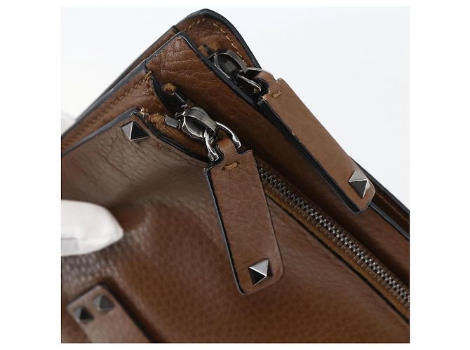 VALENTINO Borsa Clutch in Pelle Marrone Argento Autentica bs29681 - vista 8