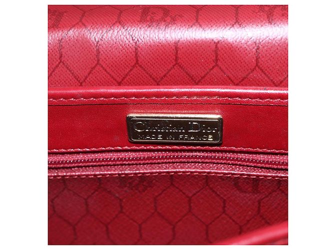 Borsa a spalla in tela a nido d'ape PVC rossa e oro Auth BA8404 Christian Dior Rosso D'oro - vista 14