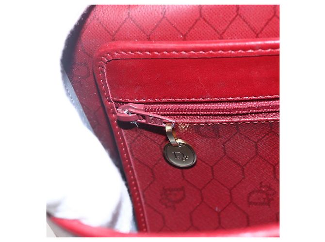 Borsa a spalla in tela a nido d'ape PVC rossa e oro Auth BA8404 Christian Dior Rosso D'oro - vista 15