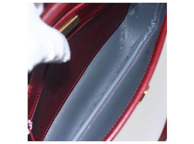 Borsa a spalla in tela a nido d'ape PVC rossa e oro Auth BA8404 Christian Dior Rosso D'oro - vista 16