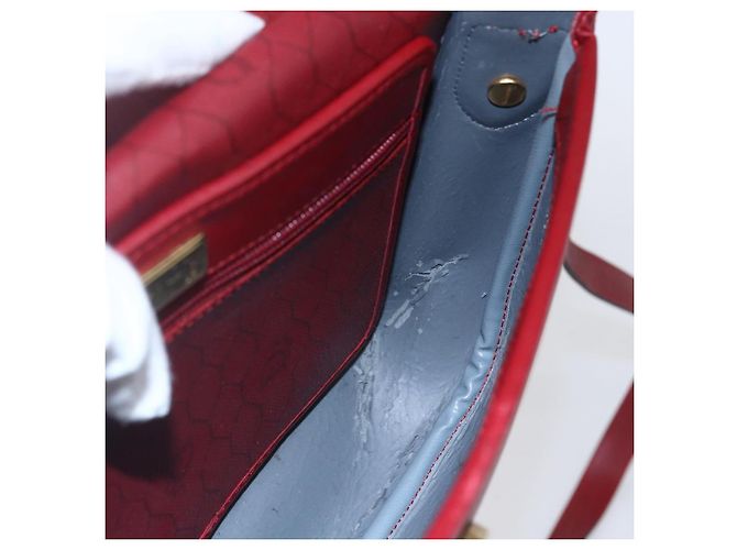 Borsa a spalla in tela a nido d'ape PVC rossa e oro Auth BA8404 Christian Dior Rosso D'oro - vista 17
