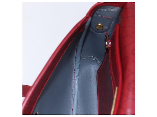 Borsa a spalla in tela a nido d'ape PVC rossa e oro Auth BA8404 Christian Dior Rosso D'oro - vista 18