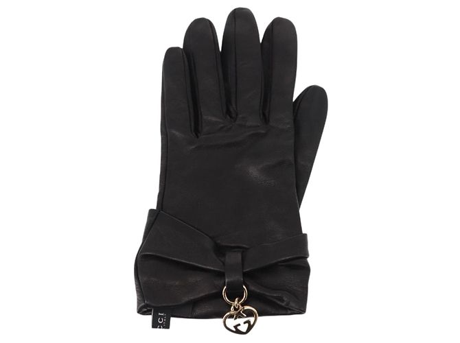 GUCCI LOVELY HANDSCHUHE AUS SCHWARZEM LEDER AUTHENTISCH BA7287V - Ansicht 2