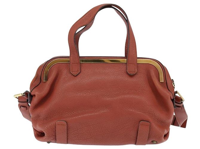 Chloé Borsa a Mano Chloe in Pelle 2 in 1 Arancione Oro Auth BA7366 D'oro - vista 2