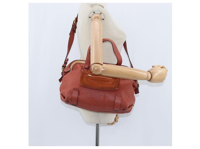 Chloé Borsa a Mano Chloe in Pelle 2 in 1 Arancione Oro Auth BA7366 D'oro - vista 23