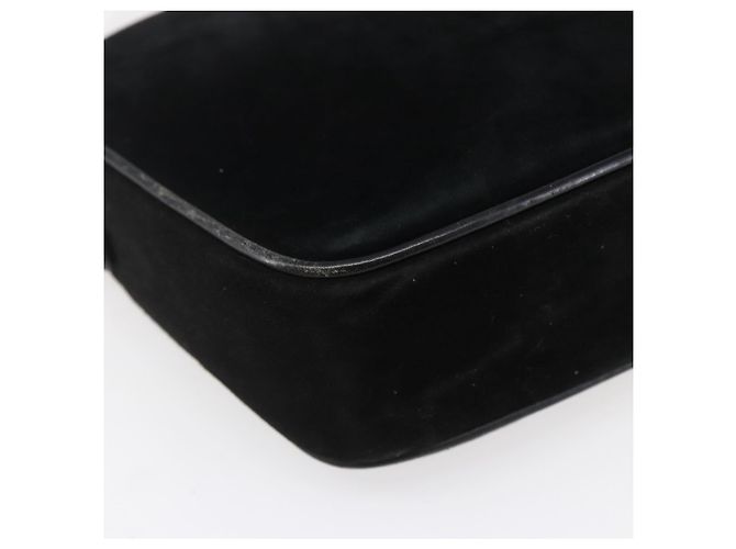Borsa a Spalla Gancini in Camoscio Nero e Oro Auth BA7988 di Salvatore Ferragamo D'oro - vista 14
