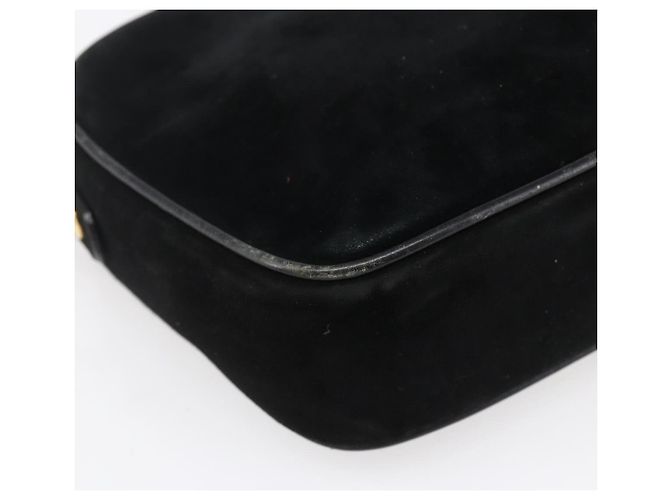 Borsa a Spalla Gancini in Camoscio Nero e Oro Auth BA7988 di Salvatore Ferragamo D'oro - vista 16