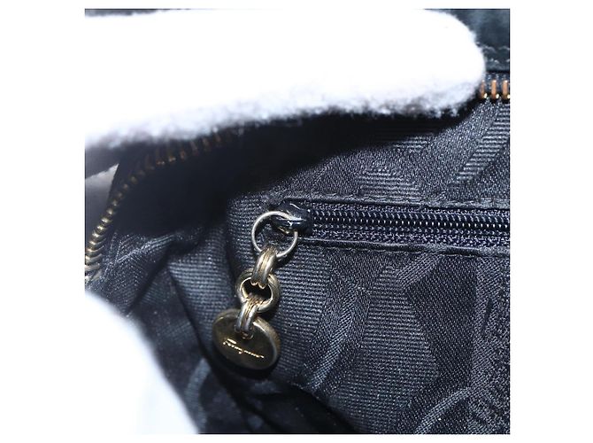 Borsa a Spalla Gancini in Camoscio Nero e Oro Auth BA7988 di Salvatore Ferragamo D'oro - vista 17