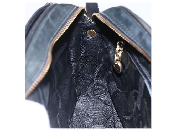 Borsa a Spalla Gancini in Camoscio Nero e Oro Auth BA7988 di Salvatore Ferragamo D'oro - vista 19