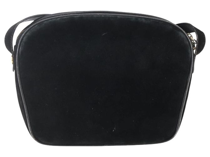 Borsa a Spalla Gancini in Camoscio Nero e Oro Auth BA7988 di Salvatore Ferragamo D'oro - vista 2